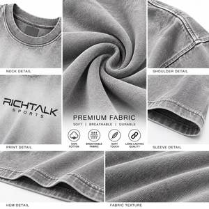 T-shirt vintage surdimensionné 100 % coton pour homme, manches courtes, col rond, imprimé lettres, tee-shirt sport, design personnalisable sur le devant, 320g - Product Image 6