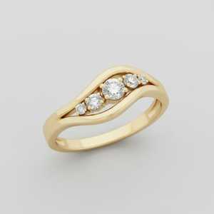 Lab Grown Round Cut Diamond Unique Wave Band <b>Ring</b> For Women's 14K Solid Gold Fine Engagement Surprise Gift For Lovers - Product Image 3