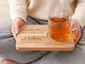 ถาดไม้สำหรับกาแฟและคุกกี้ ถาดเสิร์ฟชาแบบพกพา ที่วางแก้ว ถาดอาหารเช้าและของว่าง สำหรับห้องนั่งเล่น ห้องครัว ห้องรับประทานอาหาร - Product Image 6