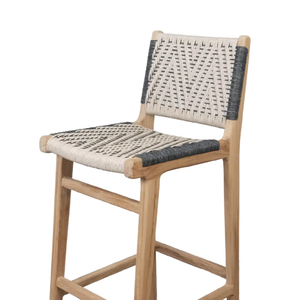 Taburete de Bar de Madera de Teca Sólida Niko con Diseño Moderno y Contemporáneo, Ecológico y Duradero para Espacios Comerciales, Comedor, Taller, Villa - Product Image 6