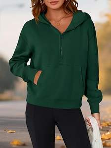 Sweat-shirt court à demi-zip pour femme, manches longues, coupe oversize, hiver, 100% coton, écoresponsable, mode Y2K, ODM - Product Image 4