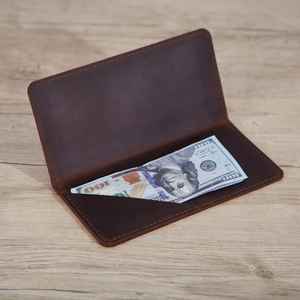 Tarjetero de Cuero Genuino Crazy Horse, Hecho a Mano, de Lujo, Resistente al Agua, Personalizable, Estilo Rústico, LBH-0241 - Product Image 1