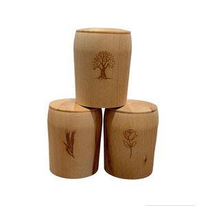 Wooden Classic Urn With Covered Top Traditional Interior Table Decor - Product Image 3