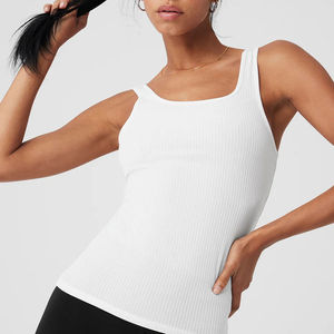 Camisetas sin mangas tipo camisola para mujer, tops de tirantes de poliéster de primera calidad con logo frontal, transpirables y de longitud corta. - Product Image 3