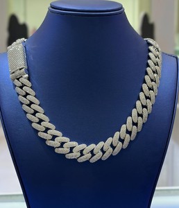 Cadena Cubana de Plata de Ley 925 con Diamantes Moissanite VVS, Joyería Hip Hop para Hombre, Cadena Gruesa Estilo Miami - Product Image 1