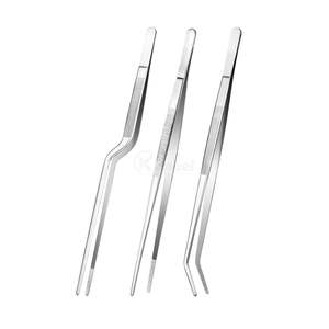 Pince de cuisine professionnelle à pointe incurvée, haute précision, pour la présentation des aliments, en acier inoxydable, outil de chef personnalisé - Product Image 1
