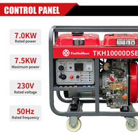 Générateur diesel portable 7 kW, monophasé 230 V, 50 Hz, refroidi par air, 4 temps, monocylindre, châssis ouvert