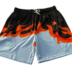 กางเกงว่ายน้ำแห้งเร็ว กางเกงชายหาดตาข่าย กางเกงขาสั้นผู้ชาย ผ้าโพลีเอสเตอร์ผสมคอตตอน สไตล์สตรีทแฟชั่นลำลอง กางเกงกีฬา มีเชือกผูกเอว - Product Image 1