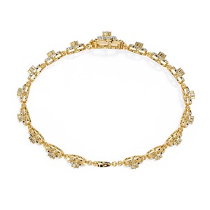 Aries Jewel Designer Flower Round Cut Lab Grown Diamond 14k <b>Solid</b> <b>Gold</b> Round Brilliant Cut Tennis Bracelet Fine Jewelry Women - Product Image 4
