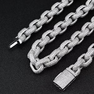 Ice Cubed Moissanite Hip Hop Gold Plated Chain Necklace Link <b>Choker</b> Bezel Set Unisex Party Gift - Product Image 2