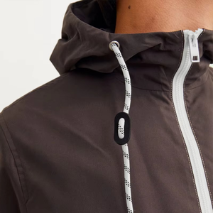 Veste coupe-vent pour homme à deux tons, fermeture éclair intégrale, capuche légère, streetwear décontracté, veste résistante au vent pour l'extérieur avec capuche à cordon - Product Image 5