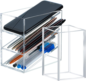 Porte-stylos promotionnel en acrylique à 3 niveaux, organisateur de cadeaux d'affaires, porte-crayons, best-seller en promotion - Product Image 1