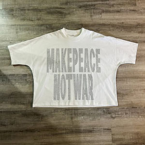 Camiseta de Algodón para Hombre con Logotipo Personalizado, de Alta Calidad, Estilo Urbano, con Pedrería, Corte Cuadrado y Manga Corta - Product Image 3