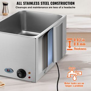 เครื่องอุ่นอาหารบุฟเฟ่ต์ไฟฟ้าแบบ Bain Marie ขนาด 19QT กำลังไฟ 1200W ทำจากสแตนเลส พร้อมฟังก์ชั่นอุ่นและเก็บความร้อน - Product Image 5