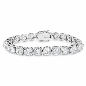 กำไลข้อมือเพชรทรงกลมเจียระไนแบบบริลเลียนท์ทองคำแท้ 14K สำหรับผู้หญิง ได้รับการรับรองจาก GIA สี D เพชรแล็บ คลาสสิก เหมาะสำหรับงานแต่งงาน - Product Image 1