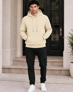 Sudadera con Capucha para Hombre, Corte Regular, Color Sólido, con Bolsillo Delantero, Felpa Francesa de Algodón, Estilo Casual para Otoño - Product Image 4