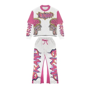 Conjunto de Ropa Urbana Personalizada para Hombre, Sudadera de Manga Larga con Estampado Gráfico de Grafiti, Pantalones Anchos de Pierna Ancha, Estilo Oversize - Product Image 1