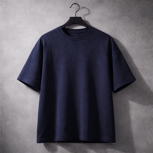 T-shirt à manches courtes pour homme, bleu marine, col rond, coupe classique, couleur unie, jersey de coton, vêtements décontractés - Product Image 5