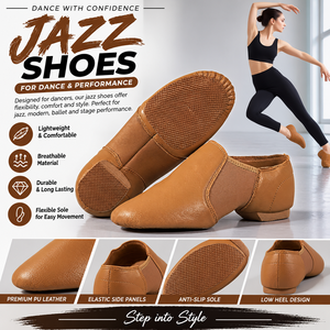 Chaussures de danse jazz souples pour femmes MBAANI en cuir véritable style ballerine avec logo étoile - Product Image 6