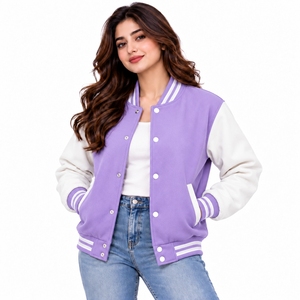 Trendy college inspired outerwear <b>women</b> <b>varsity</b> <b>jackets</b> provide a relaxed fit and durable fabric <b>for</b> everyday fashion <b>women</b> - Product Image 4