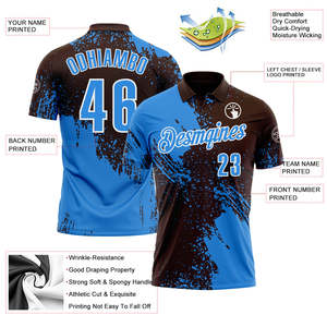 Polo de sport personnalisé exclusif d'usine, logo d'équipe personnalisé, nom et numéro du joueur, t-shirt en polyester à séchage rapide - Product Image 3