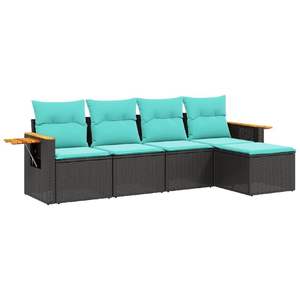 Conjunto de Sofás para Patio en Negro y Azul, Colección de Muebles Elegantes para Exteriores - Product Image 2