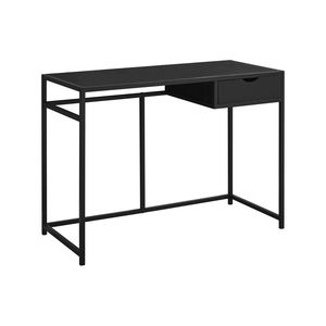 Contemporary Modern 42\"L <b>Black</b> Laptop <b>Computer</b> <b>Desk</b> with Storage Drawers <b>Black</b> Laminate and Metal for Home Office Work - Product Image 2