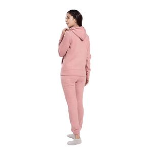 Womens Premium Fleece Tracksuit Light Pink Hoodie with Jogger <b>Pants</b> Relaxed Fit Two Piece Everyday Style Outfit - Product Image 3
