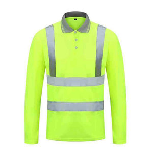 High Visibility Security Work Uniform Polo Shirt Reflective Tape Construction Safety Full Sleeve Polo Shirts - Product Image 5