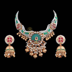 Dheera Antique Designer Gold-Plated Zircon Choker & Earring Set for Wedding & Festival - Product Image 3