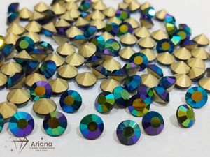 Pierres de cristal chaton chatoyantes Scarabée Vert Diamant Noir pour la fabrication de bijoux, strass en verre facetté de qualité supérieure, en vrac - Product Image 2