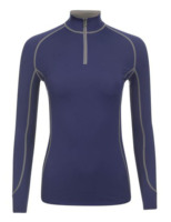 Damen Violett Langarm Baselayer-Oberteil mit Reißverschluss, Feuchtigkeitsableitend, Atmungsaktiv, Einfarbig, für Reitsport