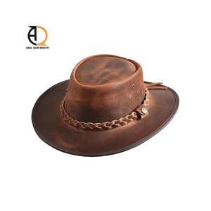 หมวกคาวบอยหนังแท้สไตล์ตะวันตกราคาส่งสำหรับผู้ชาย เหมาะสำหรับกีฬากลางแจ้ง แข่งม้า ชุดลำลอง งานปาร์ตี้ ท่องเที่ยว ตกปลา - Product Image 1