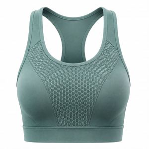 Soutien-gorge de sport dos nageur pour femme, col rond, empiècements en maille respirants, maintien élevé, sans coutures, pour le yoga, couleur unie, léger - Product Image 1