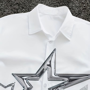 T-shirt court ample pour homme en coton épais, style streetwear, avec broderie personnalisée et motifs graphiques, vêtement de mode - Product Image 3