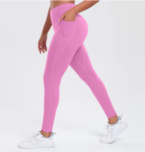 Women's Solid <b>Color</b> High Waist Pockets Leggings Tummy Control Stretch Soft Yoga Pants <b>Tights</b> Push Up Fitness Running Sportswear - Product Image 4