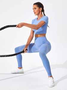 Conjunto de Yoga para Mujer de Último Diseño, 2 Piezas, Cintura Alta, Sólido, Transpirable, Cintura Elástica, Ropa Deportiva, Precio Económico al por Mayor, Hecho en Pakistán - Product Image 4