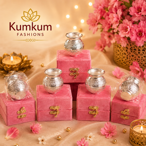 ชุดของขวัญพรีเมียมพร้อมกล่องกำมะหยี่สีชมพู 5.5 นิ้ว ของชำร่วยงานแต่งงานสุดหรู ของขวัญเทศกาลดีวาลี พุจา ของขวัญแบบดั้งเดิมของอินเดีย - Product Image 3