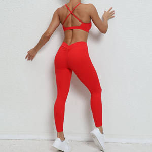 Ensemble Soutien-Gorge de Sport Croisé au Dos et Leggings à Cordon SAA pour Femme – Tenue Respirante Effet Seconde Peau pour Yoga, Course et Fitness - Product Image 4