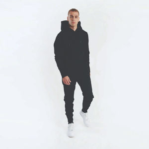 Men's Custom Black Hooded <b>Tracksuit</b> Full Sleeve Casual Autumn Wear With Side Pockets Regular Fit Solid Color 100% Cotton - Product Image 1