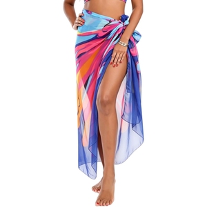 Pareo de playa de chifón para mujer, con abertura alta, para vacaciones, traje de baño, pareo, pareo de bikini, pareo de baño tipo pareo - Product Image 3
