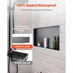 Nicchia Doccia Moderna Senza Cornice in Acciaio Inossidabile 13 X 25 X 4 Pollici, Organizzatore da Incasso a Parete Resistente per Shampoo e Mensole Bagno - Product Image 3
