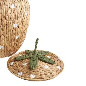 Strawberry Water Hyacinth Storage <b>Basket</b> <b>with</b> <b>Lid</b> Woven Fruit Shaped Toy Organizer Bin Cute Nursery Room Hamper - Product Image 4