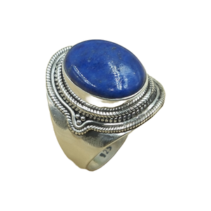Natural Lapis Lazuli Gemstone <b>Ring</b> 925 Sterling Silver Handmade Boho <b>Statement</b> <b>Ring</b> Vintage Designer Jewelry Gift for Him Unisex - Product Image 1