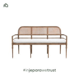 Chaise-banc en teck massif au design moderne, tressée en rotin naturel, écologique, pour hôtel, appartement, salle à manger, parc - Sania - Product Image 4