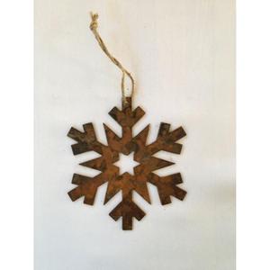 Adorno Colgante de Copo de Nieve de Metal Rústico, Decoración para Árbol de Navidad, Artesanía Metálica Colgante, Diseños Personalizables, Recortados - Product Image 1