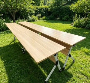 Modern <b>Foldable</b> Melamine School <b>Desk</b> with TRY Leg Durable Minimalist Design for Warehouse Hospital & Courtyard Use - Product Image 1