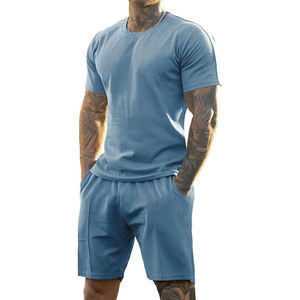 Ensembles 2 pièces de vêtements de marque pour hommes – Nouveauté été – Shorts décontractés et T-shirt à manches courtes – Couleurs unies – Ensemble de survêtement – Vente en gros - Product Image 1