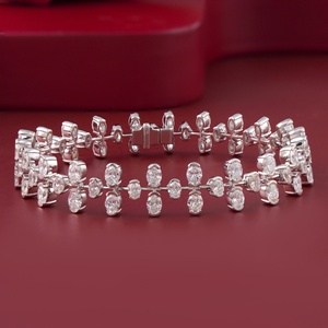 Lab Grown Diamond Vine Cluster Bracelet 7.55 CT 14K White <b>Gold</b> Rhodium Plated 18K <b>Solid</b> <b>Gold</b> Yellow <b>Gold</b> Rose <b>Gold</b> - Product Image 1
