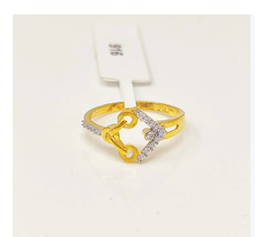 22K Solid Gold Ring for Women Authentic Yellow Gold Geometric Cubic Zirconia Finger Ring Luxury Fine Jewelry Wedding Gift Band - Product Image 2